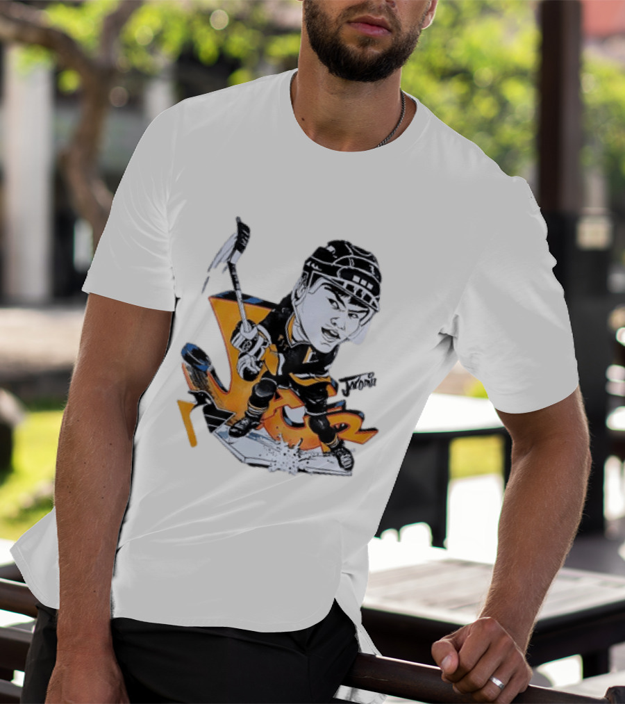Jaromir Jagr Animated Pittsburgh Penguins Hockey Stick Action T-Shirt
