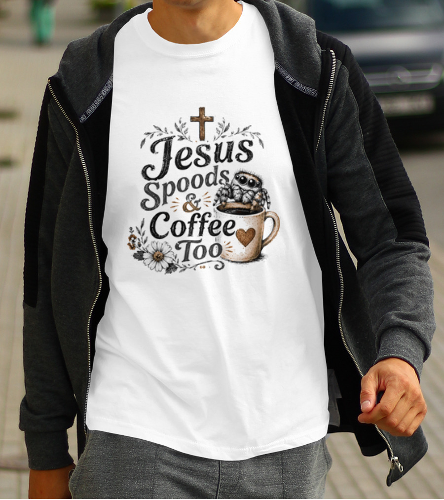 Jesus Spoods And Coffee Too Cross And Heart Christian T-Shirt