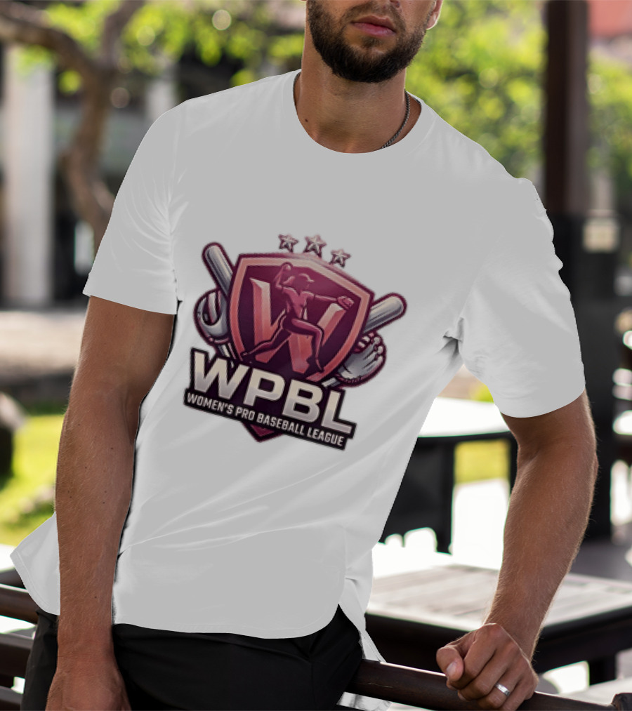 WPBL Women's Pro Baseball League Baseball Emblem With Stars And Bats T-Shirt