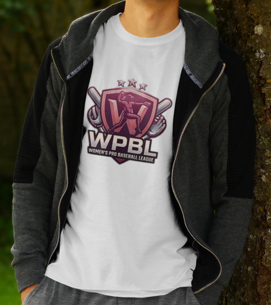 WPBL Women's Pro Baseball League Baseball Emblem With Stars And Bats T-Shirt