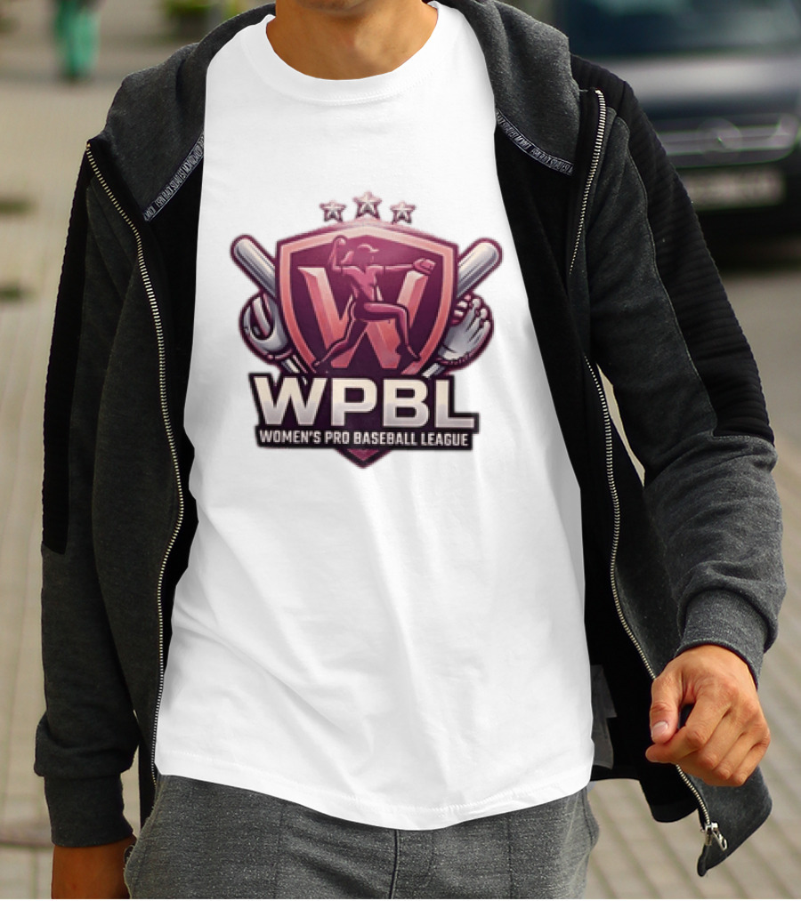 WPBL Women's Pro Baseball League Baseball Emblem With Stars And Bats T-Shirt