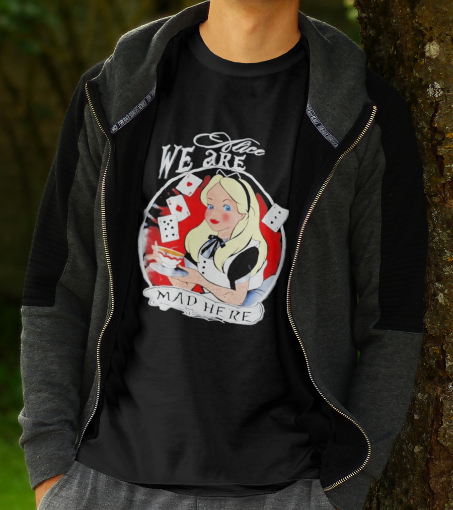 Alice We Are Mad Here Playing Cards Tea Party T-Shirt