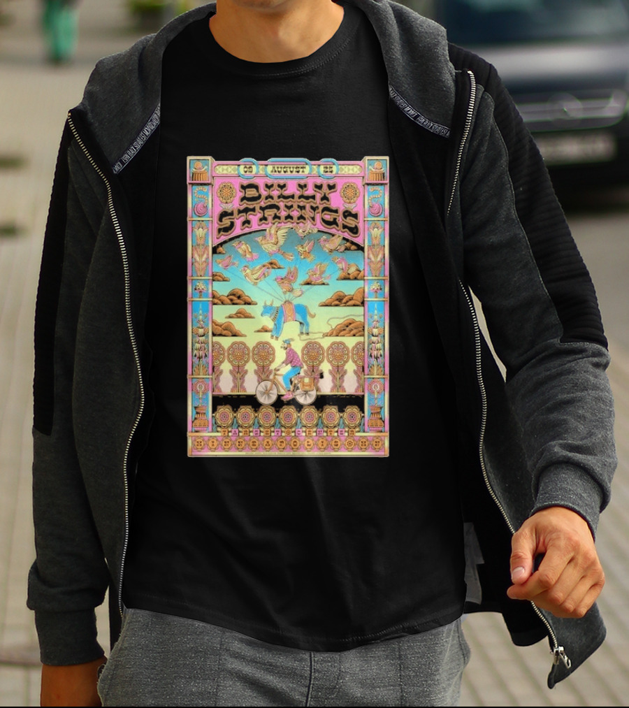 Billy Strings August 9 25 Minneapolis MN Psychedelic Style Birds Bicycle Rider T-Shirt