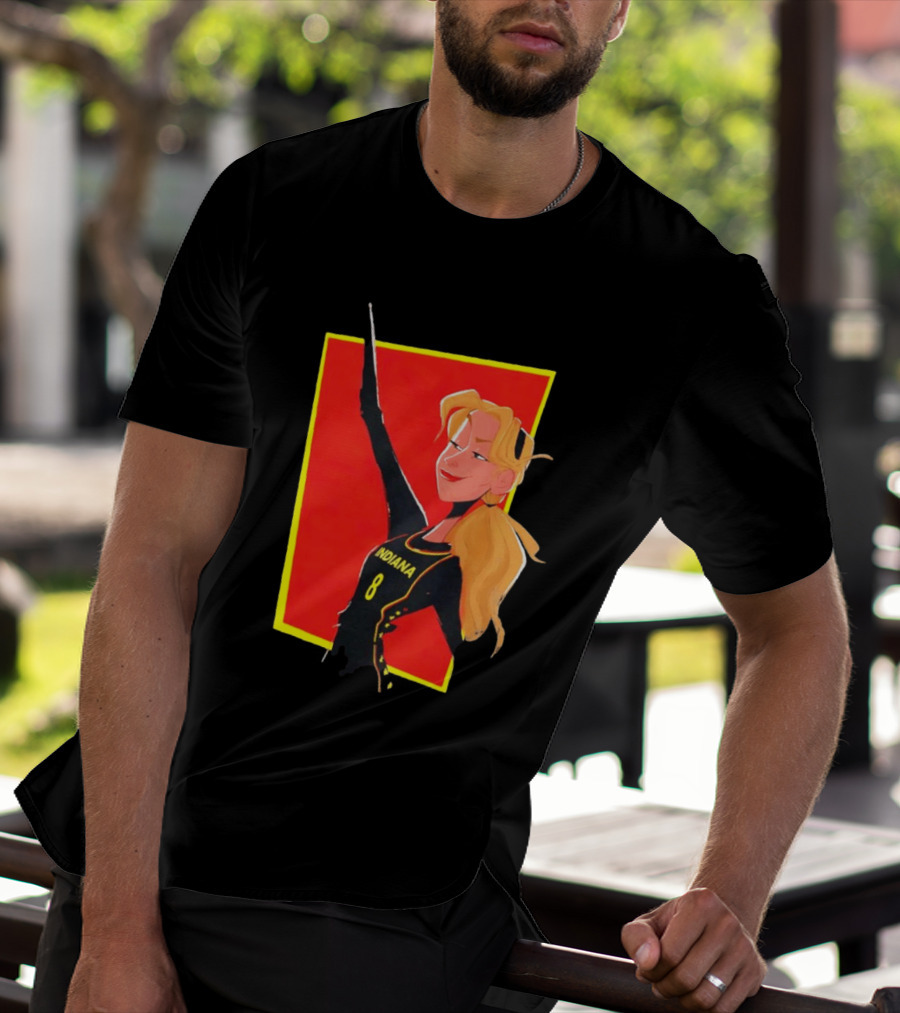 Indiana Blonde Number 8 Pointing In Black And Yellow Sports Uniform T-Shirt