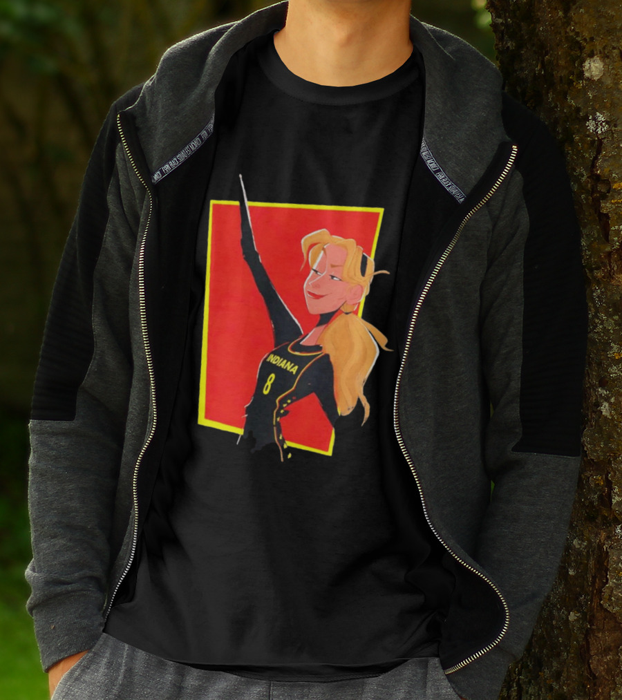 Indiana Blonde Number 8 Pointing In Black And Yellow Sports Uniform T-Shirt