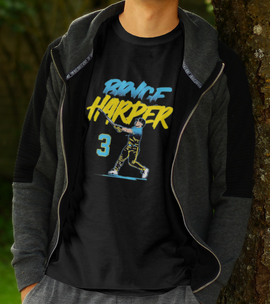Bryce Harper Swinging Philadelphia Phillies 3 Number T-Shirt