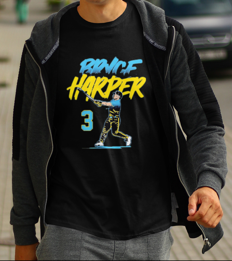 Bryce Harper Swinging Philadelphia Phillies 3 Number T-Shirt
