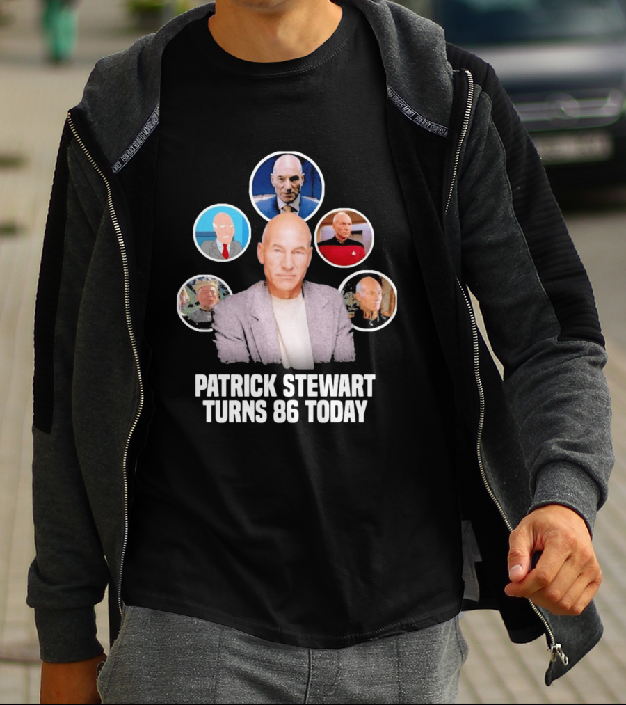 Patrick Stewart Turns 86 Today Iconic Roles Celebration Image T-Shirt
