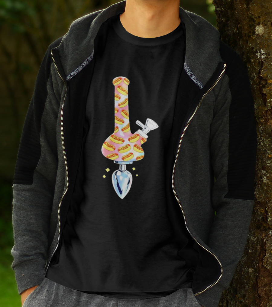 Hotdog Patterned Bong Buttplug T-Shirt