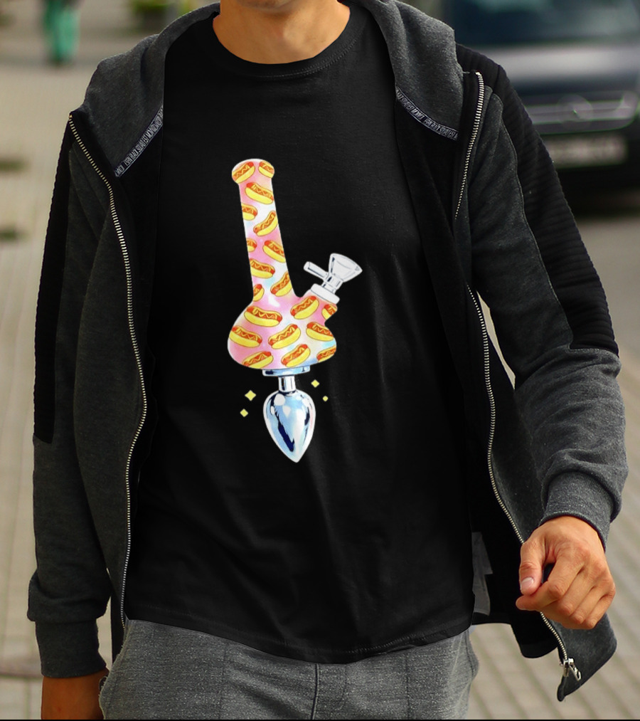Hotdog Patterned Bong Buttplug T-Shirt