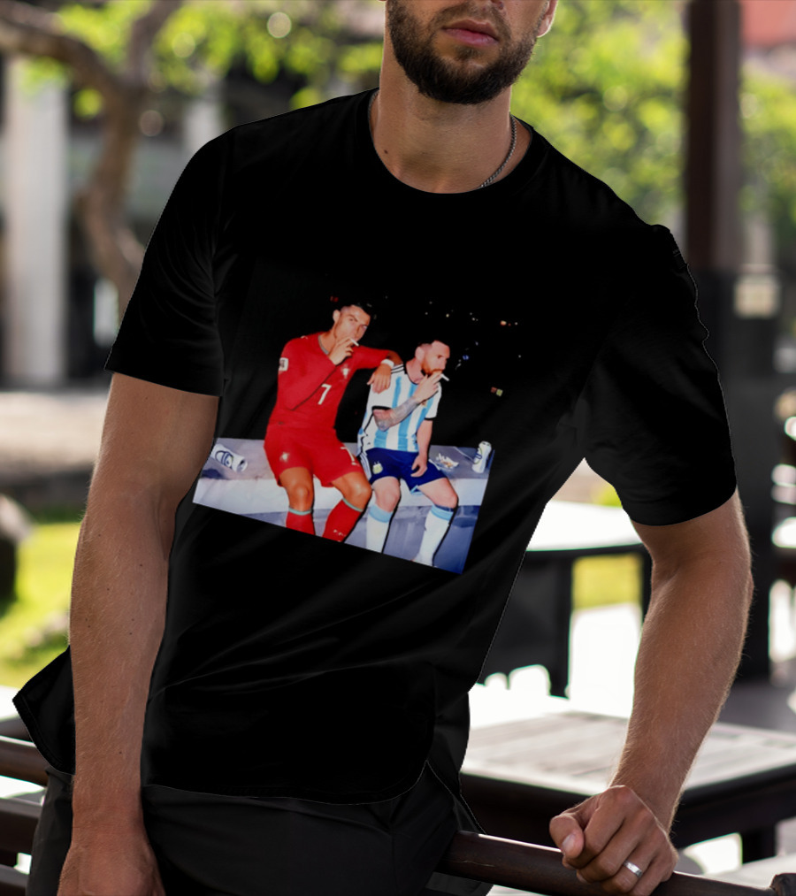 Cristiano Ronaldo Lionel Messi Smoking National Legends T-Shirt