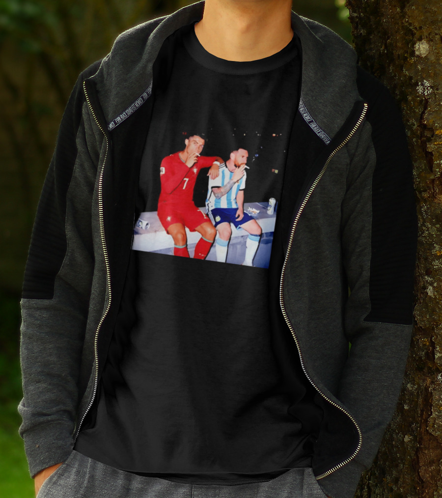 Cristiano Ronaldo Lionel Messi Smoking National Legends T-Shirt