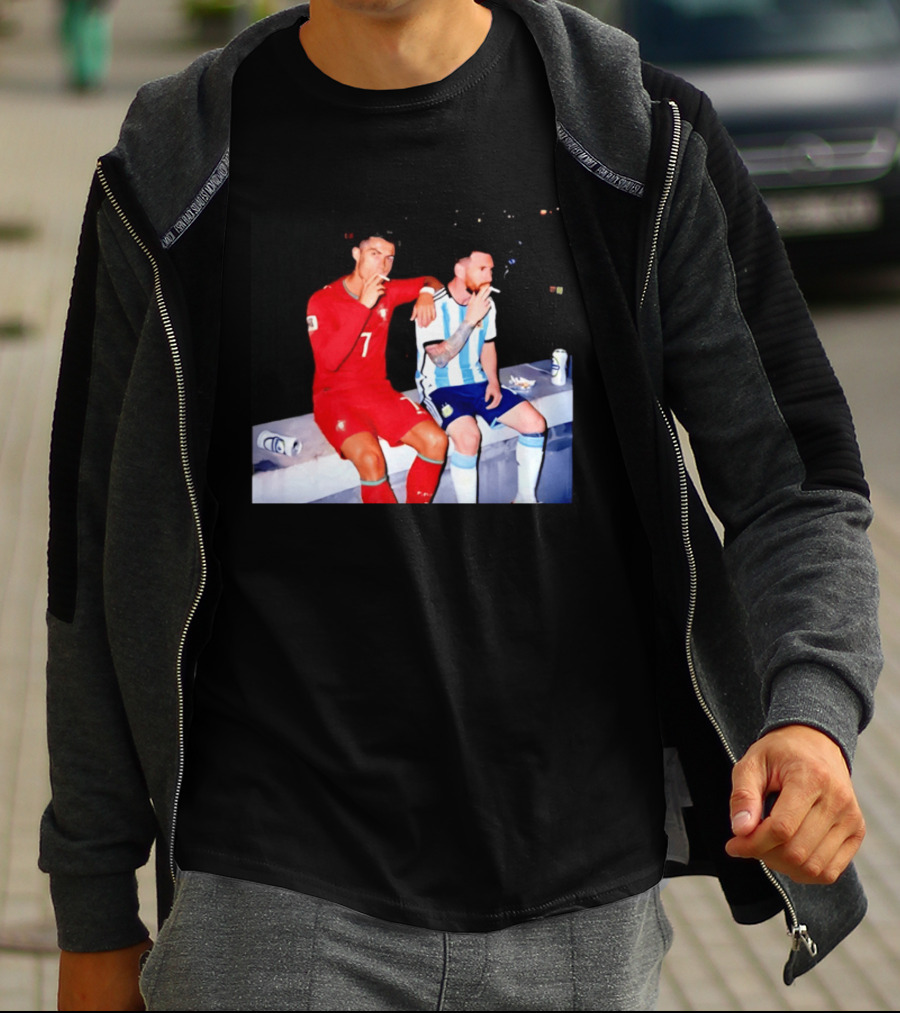 Cristiano Ronaldo Lionel Messi Smoking National Legends T-Shirt