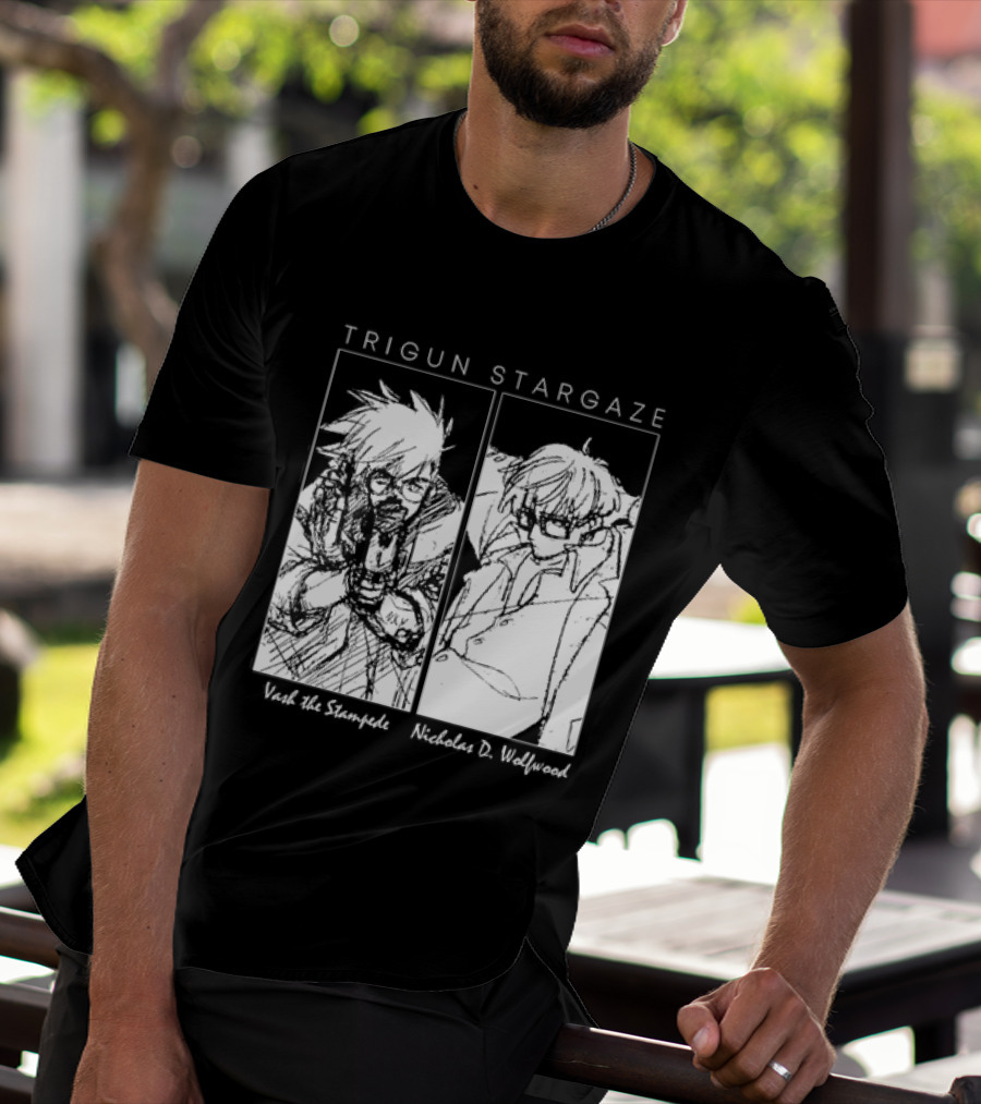 Trigun Stargaze Vash The Stampede Nicholas D. Wolfwood Manga T-Shirt