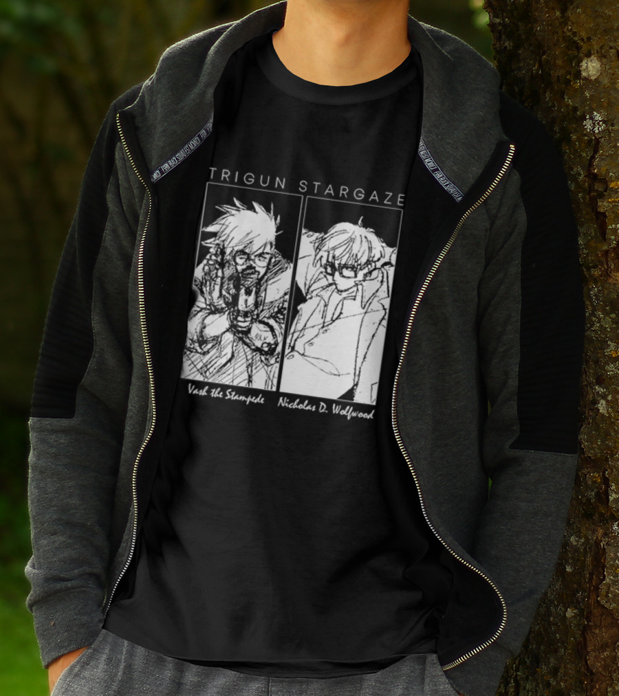 Trigun Stargaze Vash The Stampede Nicholas D. Wolfwood Manga T-Shirt
