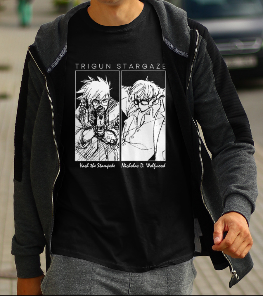 Trigun Stargaze Vash The Stampede Nicholas D. Wolfwood Manga T-Shirt