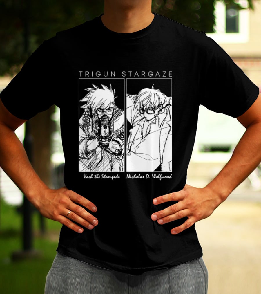 Trigun Stargaze Vash The Stampede Nicholas D. Wolfwood Manga T-Shirt
