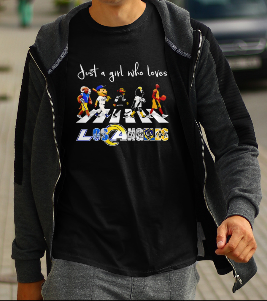 Just A Girl Who Loves Los Angeles Sports Teams Abbey Road Crosswalk T-Shirt