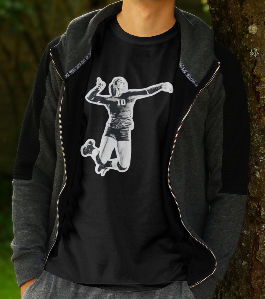 Volleyball Number 10 Athlete In Mid Air Motion T-Shirt