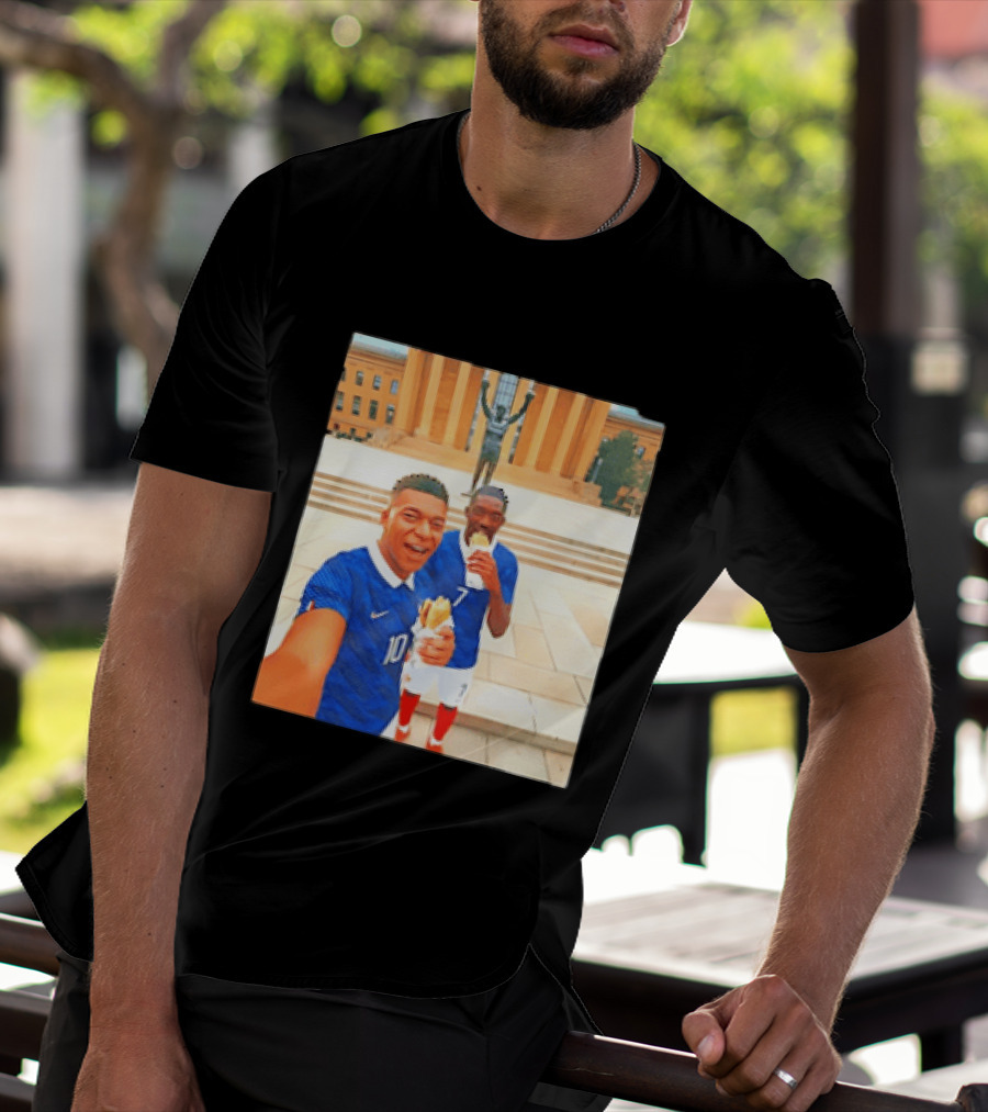 Ousmane Dembele Kylian Mbappe Philadelphia Museum Iconic Pose T-Shirt