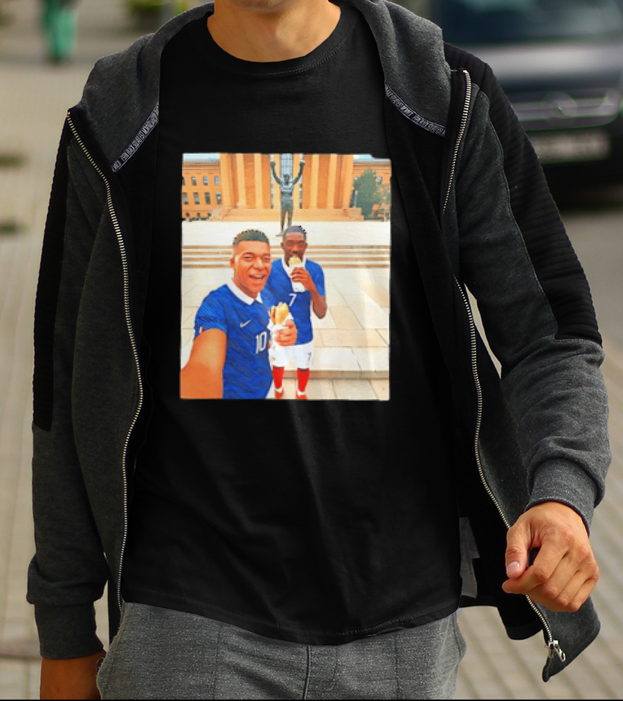 Ousmane Dembele Kylian Mbappe Philadelphia Museum Iconic Pose T-Shirt