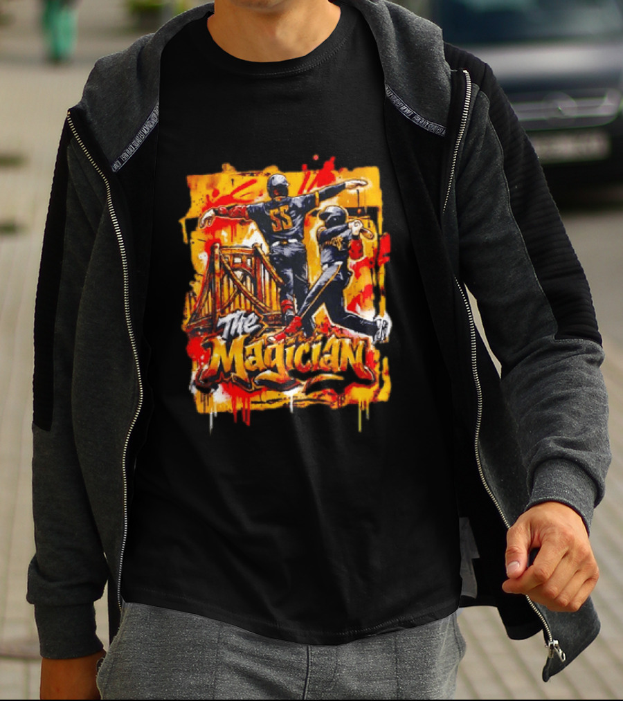 Pittsburgh Pirates The Magician Number 55 Baseball Player Art With Bridge T-Shirt