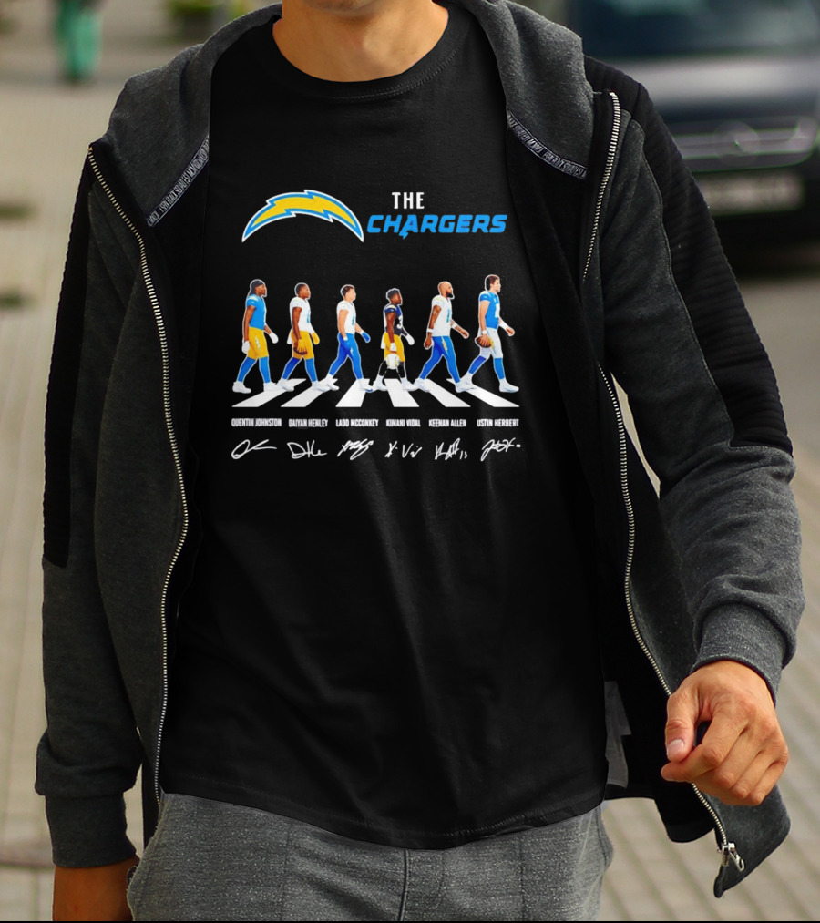 The Chargers Quentin Johnston Daiyan Henley Ladd McConkey Kimani Vidal Keenan Allen Justin Herbert Abbey Road T-Shirt