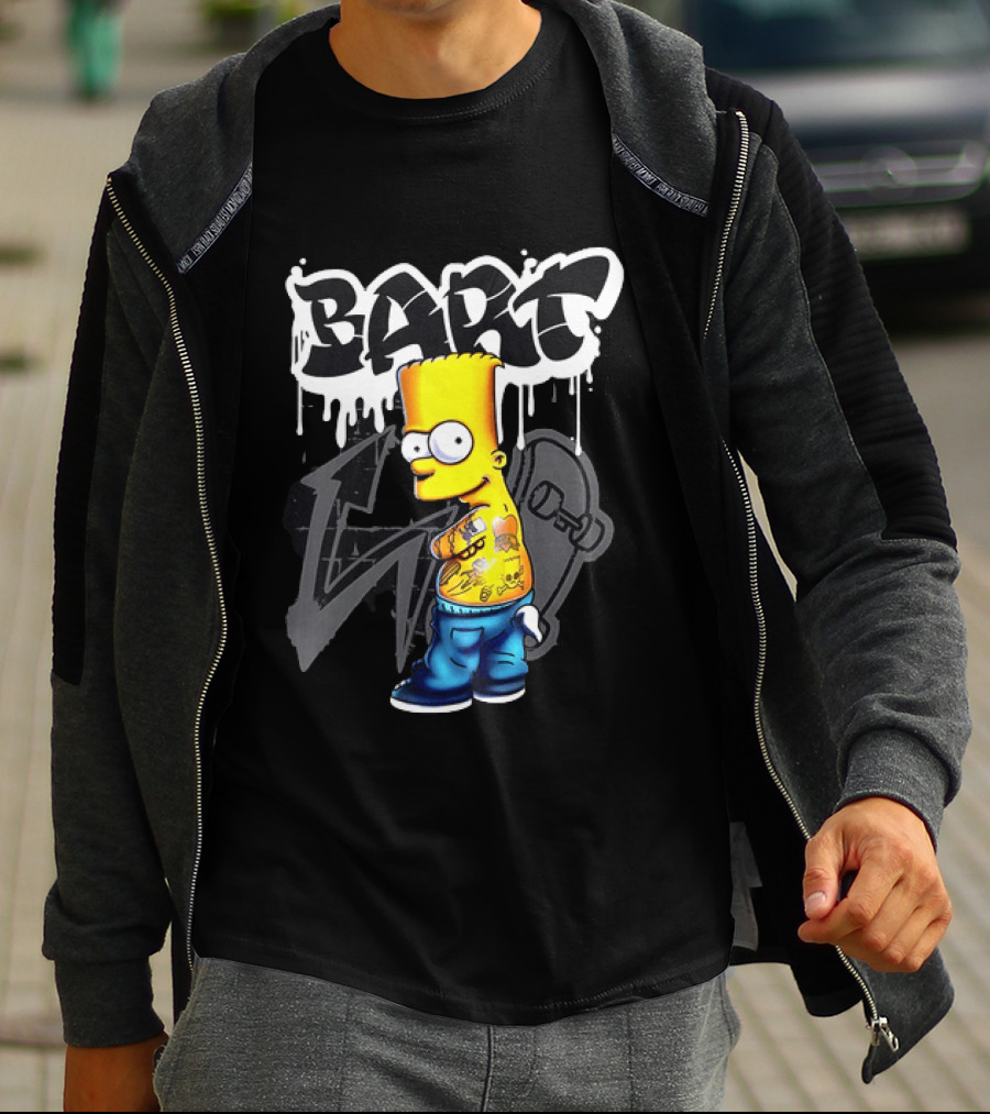 Bart Simpson Street Style Skateboard Graffiti Tattoos T-Shirt