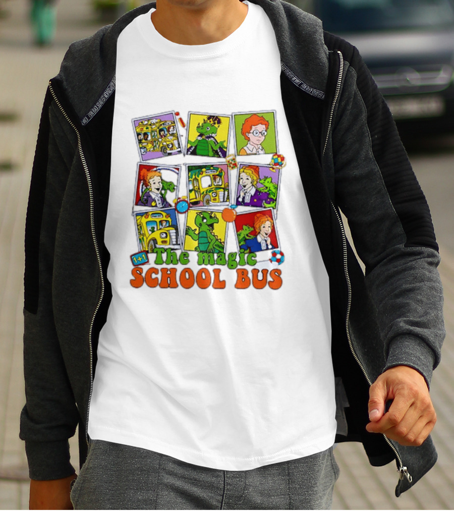 1+1 The Magic School Bus Characters And Adventure Scenes T-Shirt
