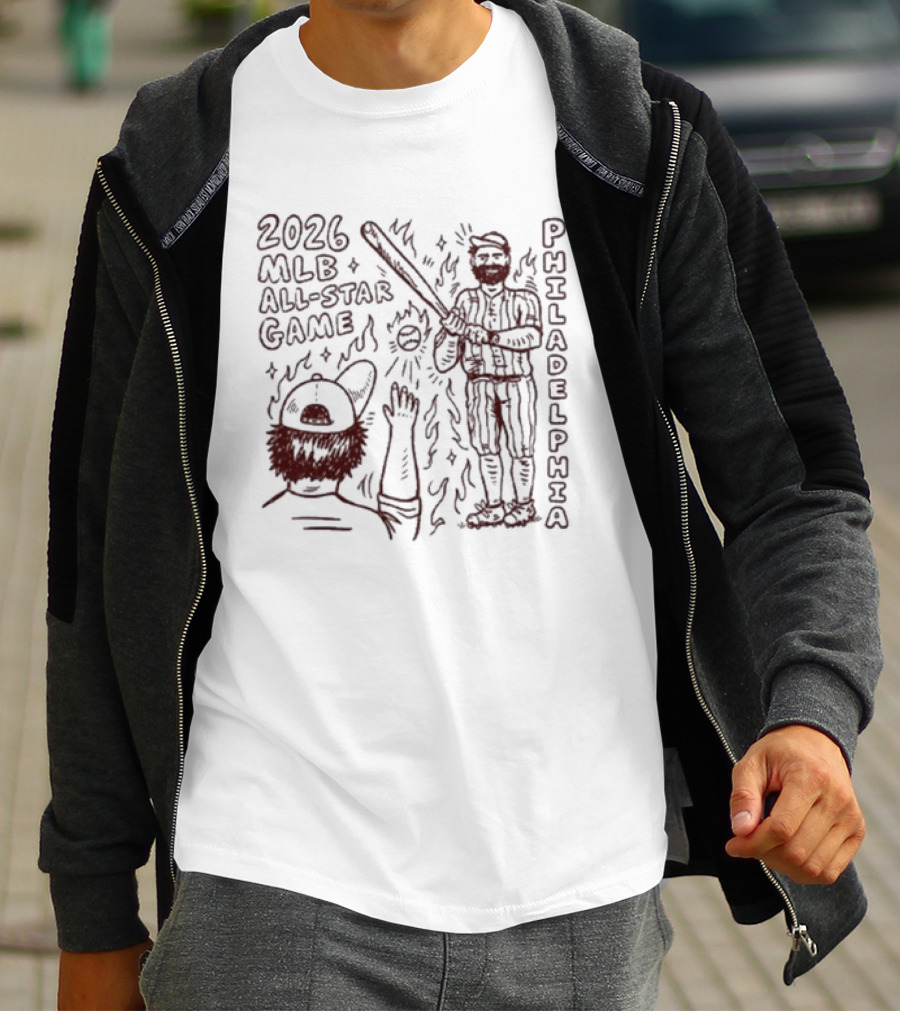 2026 MLB All Star Game Philadelphia Baseball Player Bat Cartoon T-Shirt