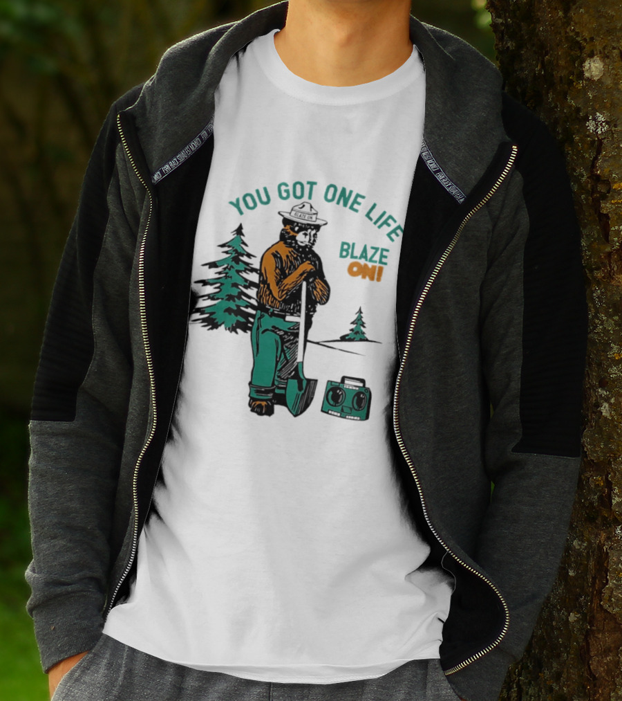 You Got One Life Blaze On Smokey Bear Retro Forest T-Shirt