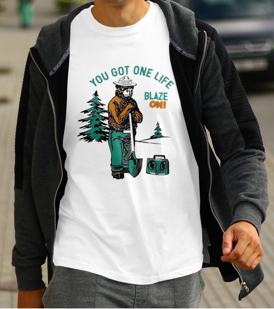 You Got One Life Blaze On Smokey Bear Retro Forest T-Shirt