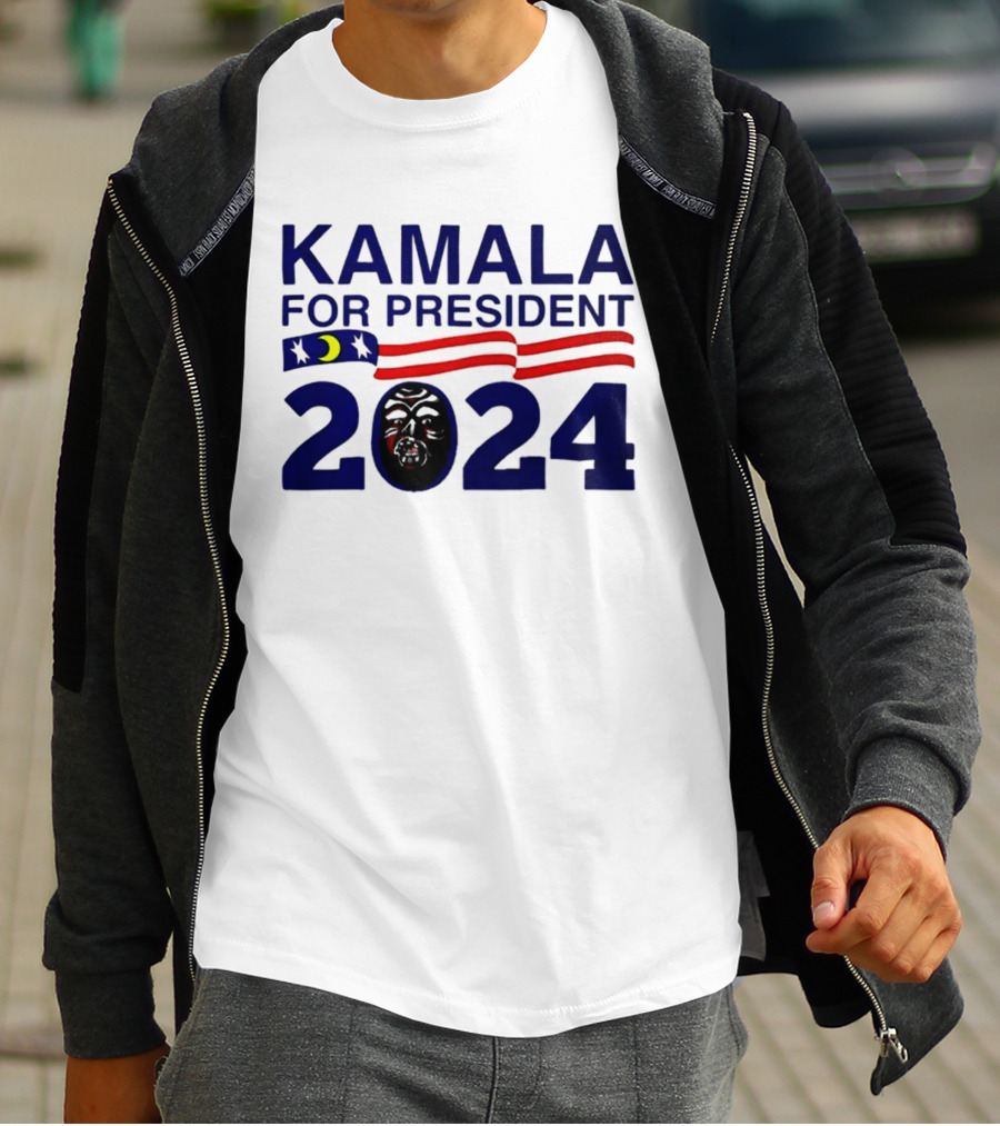 Kamala For President 2024 Stars And Stripes Moon Face T-Shirt