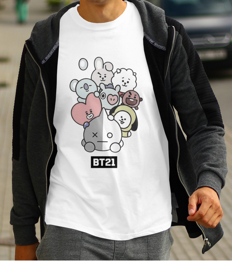 BT21 Kpop Cartoon Characters Vibrant Group T-Shirt