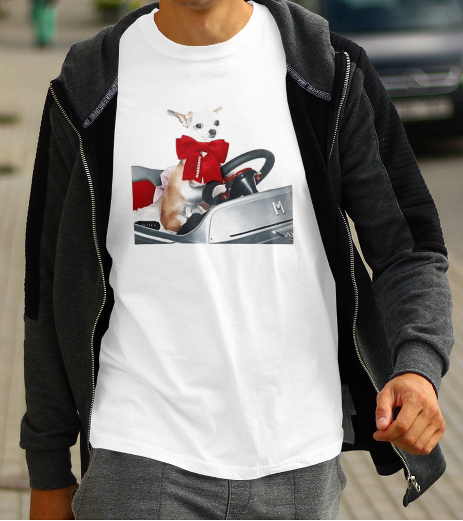 Chihuahua Puppy In Toy Car With Markgong Ribbon T-Shirt