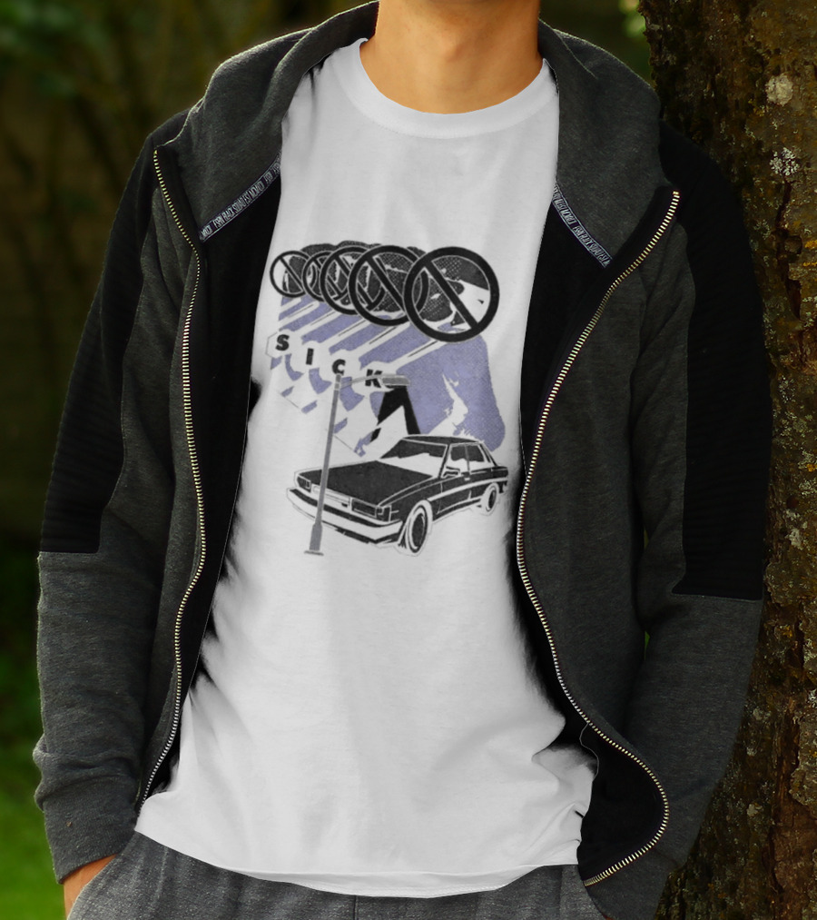 Sick Car Sedan Street Lamp Urban Environment Walking Man T-Shirt
