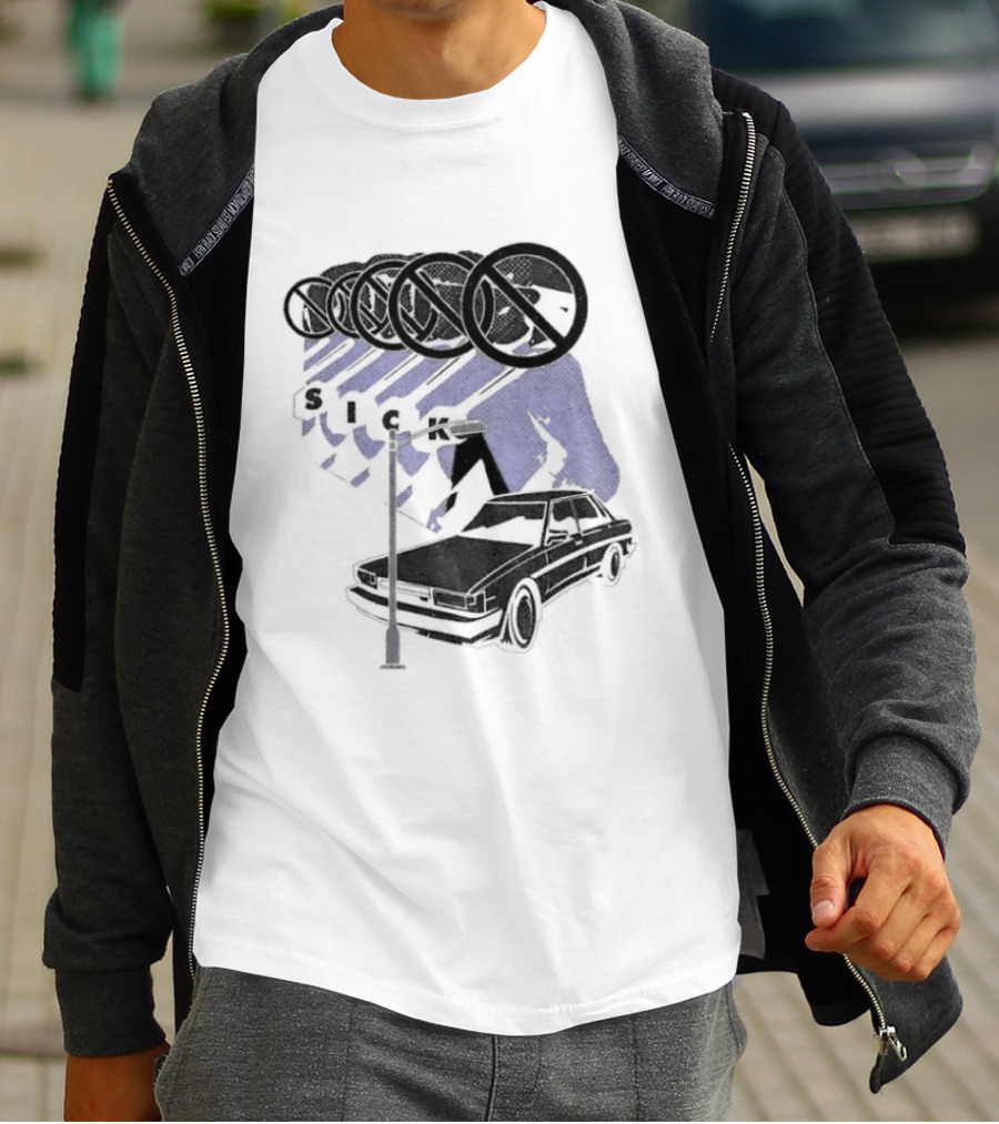 Sick Car Sedan Street Lamp Urban Environment Walking Man T-Shirt