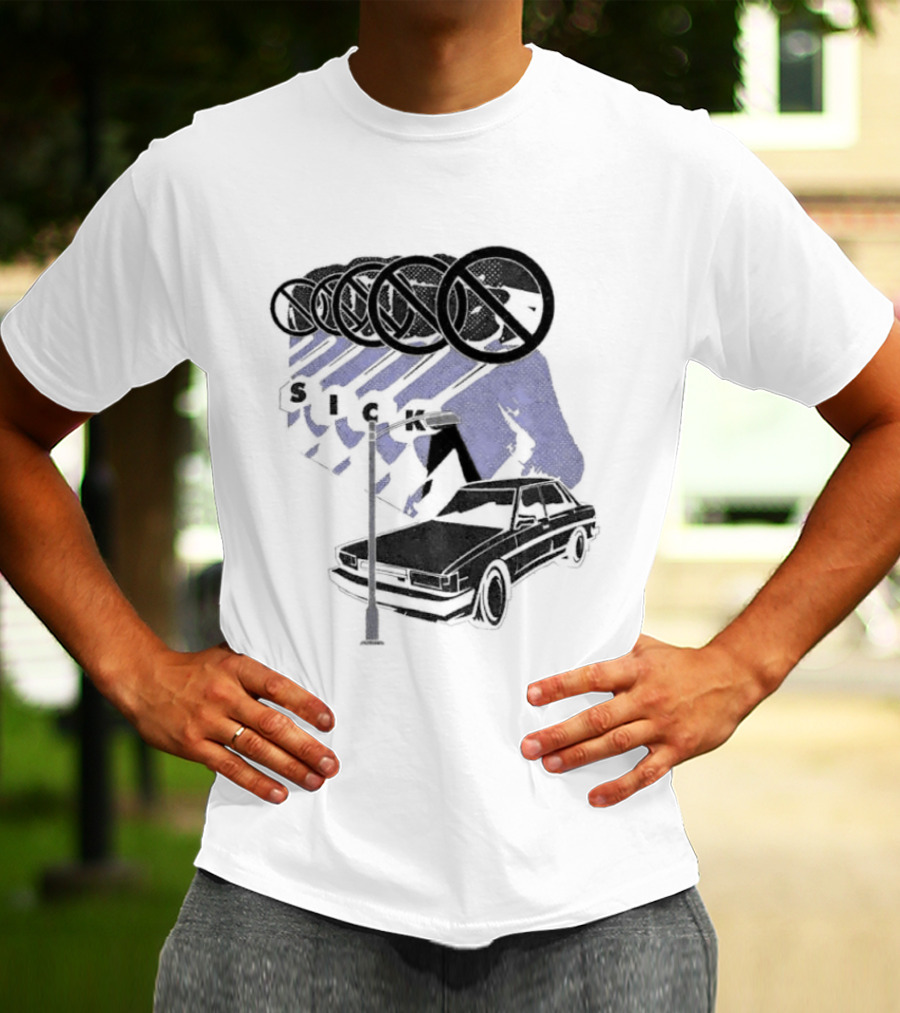Sick Car Sedan Street Lamp Urban Environment Walking Man T-Shirt