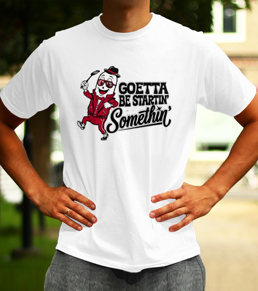 Goetta Be Startin Somethin Hotdog Retro Sunglasses Suit Fedora T-Shirt