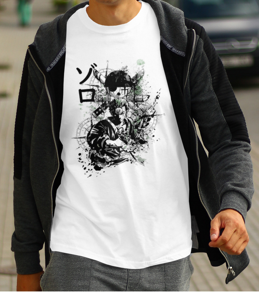 Japanese Kanji Ink Art With Splatter Effect T-Shirt
