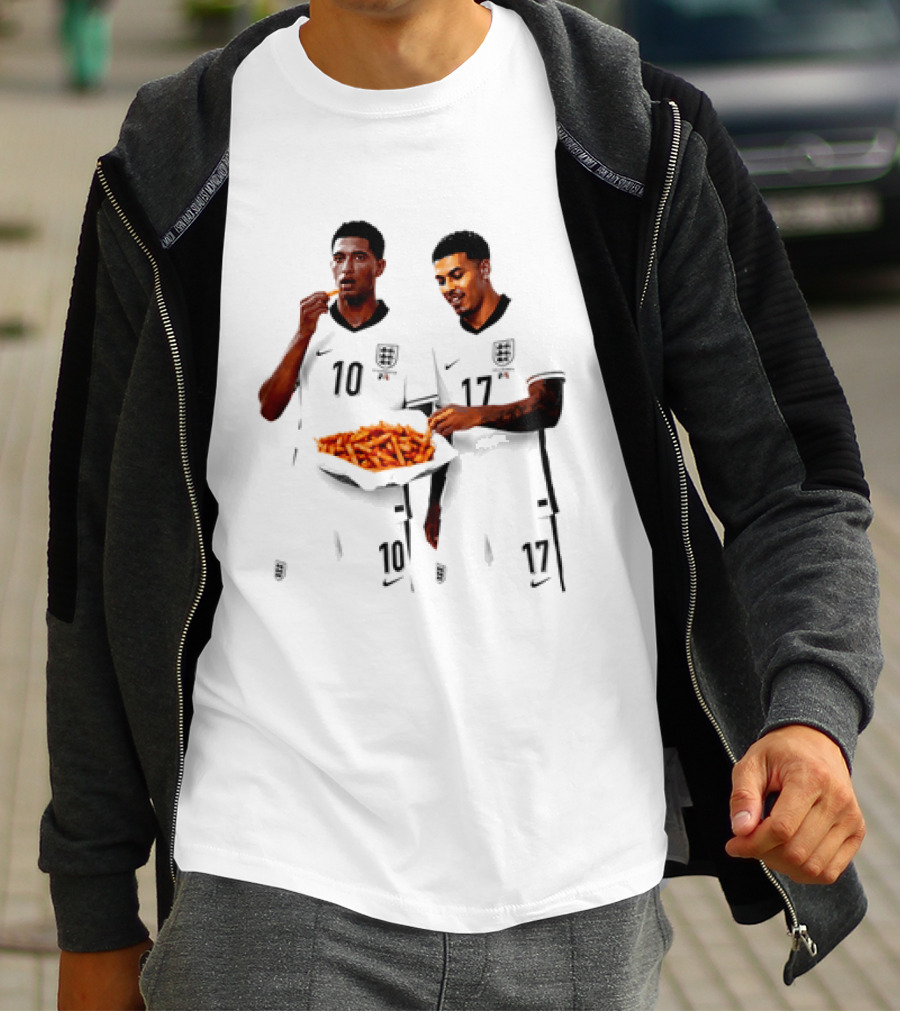 Jude Bellingham And Morgan Rogers Eating Orange Chips Mural Stourbridge Halesowen T-Shirt