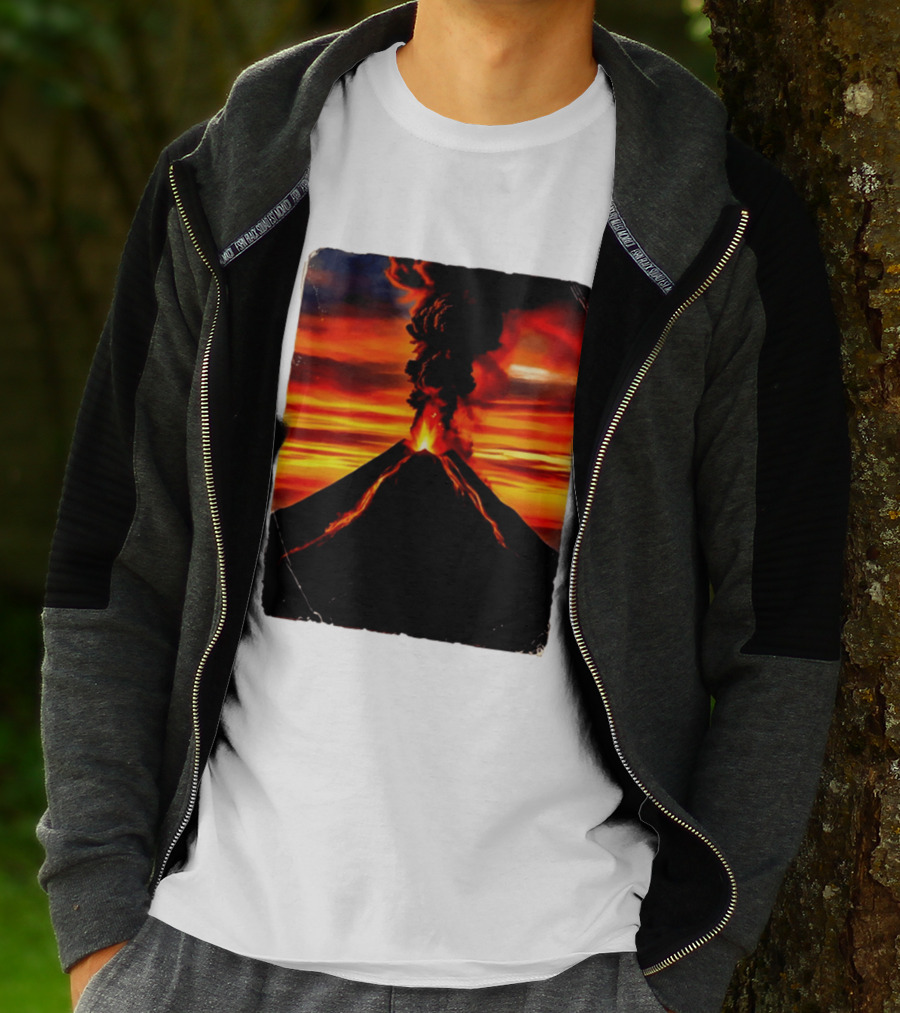 Volcanic Eruption Sunset Landscape Volcano Erupting At Dusk T-Shirt