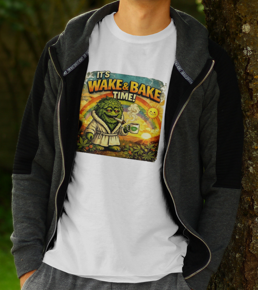 It's Wake And Bake Time Chief Greenbud Smoking Rainbow Sun Cannabis T-Shirt