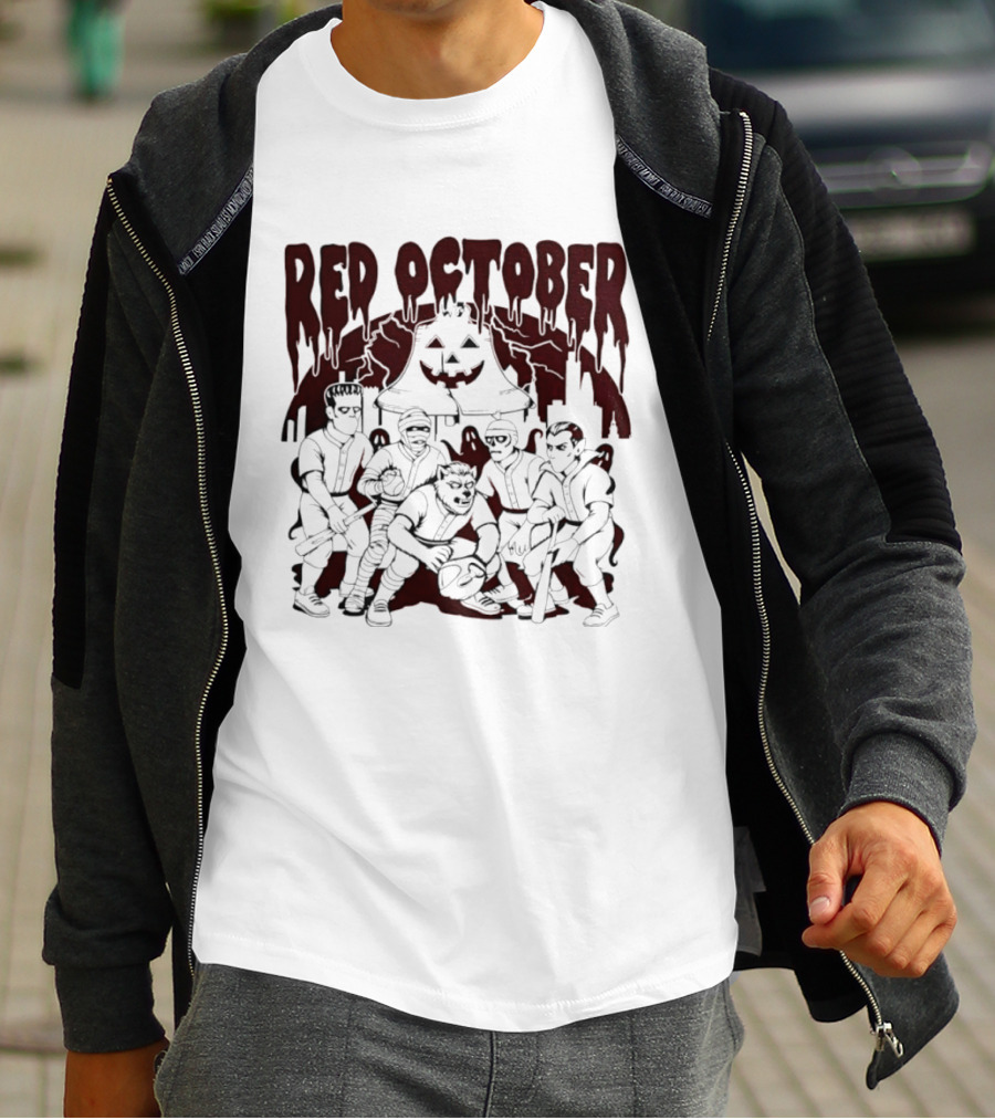 Red October Philadelphia Baseball Halloween Vintage Horror Players Pumpkin T-Shirt