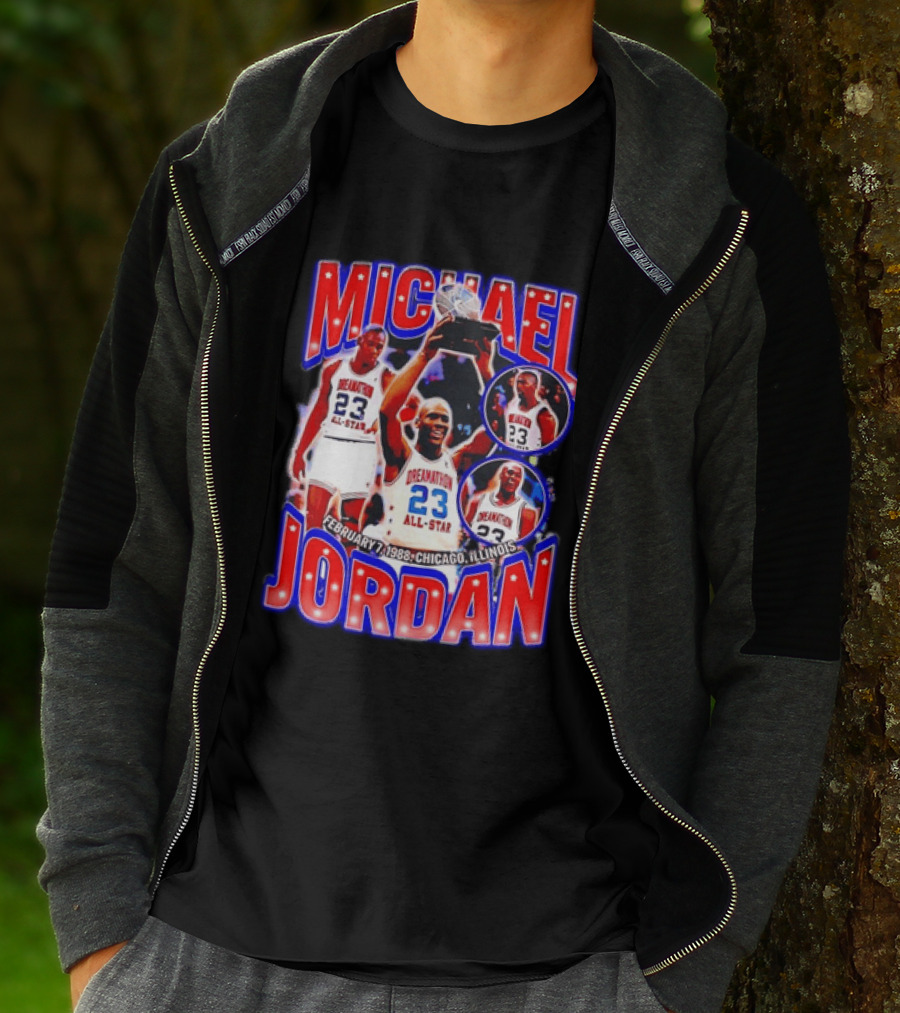 Michael Jordan February 7 1988 Chicago Illinois All Star Trophy Dream Team 23 T-Shirt