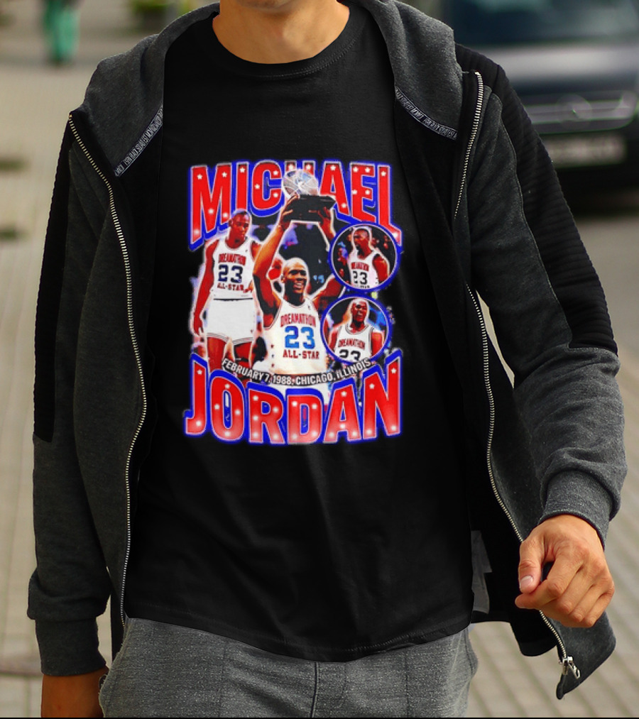 Michael Jordan February 7 1988 Chicago Illinois All Star Trophy Dream Team 23 T-Shirt