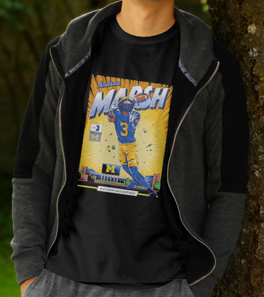 Andrew Marsh Michigan Wolverines Football Player Number 3 Comic T-Shirt