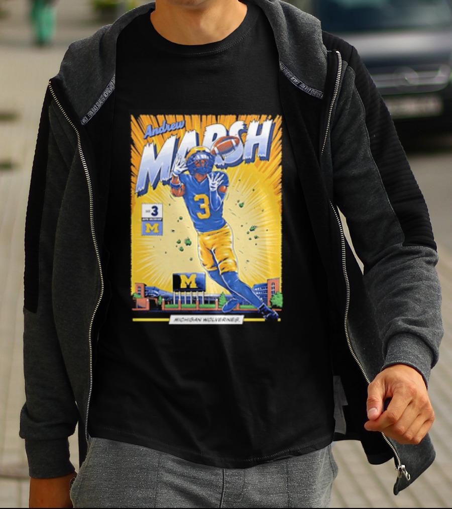 Andrew Marsh Michigan Wolverines Football Player Number 3 Comic T-Shirt