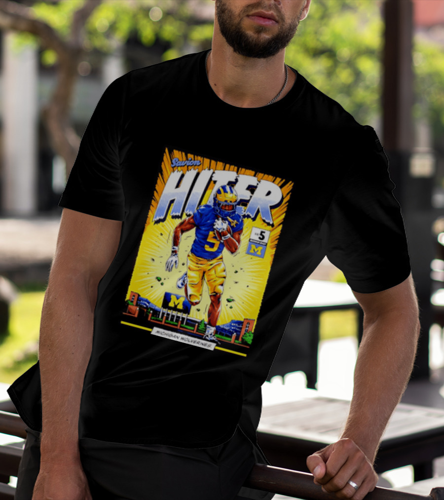 Savion Hiter Michigan Wolverines Football Number 5 Comic T-Shirt