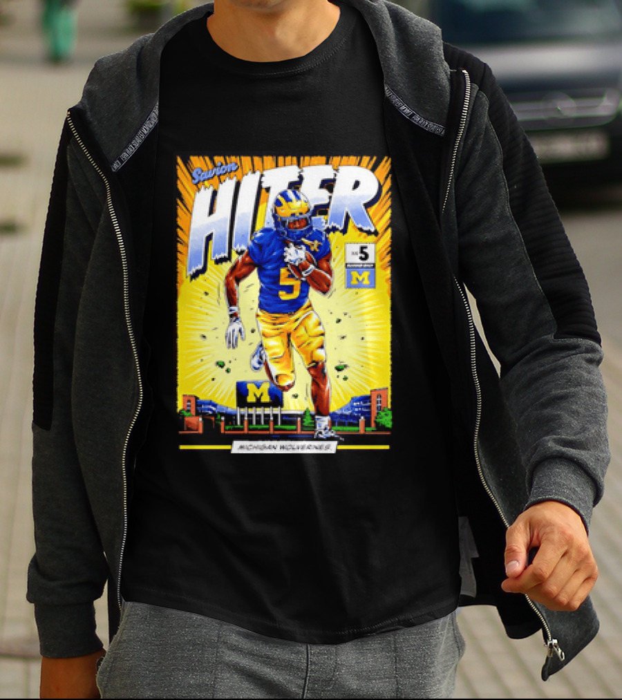 Savion Hiter Michigan Wolverines Football Number 5 Comic T-Shirt